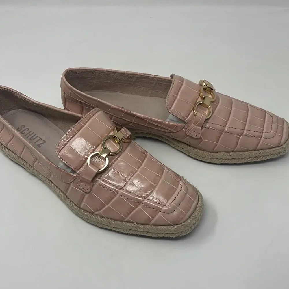 New!!! Schutz Patty crocodile embossed leather espadrilles woman’s size 6B